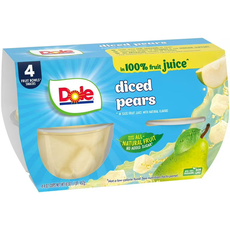 Dole Cup Pear Fruit juice (6-Case, 4-Pack, 4 oz)