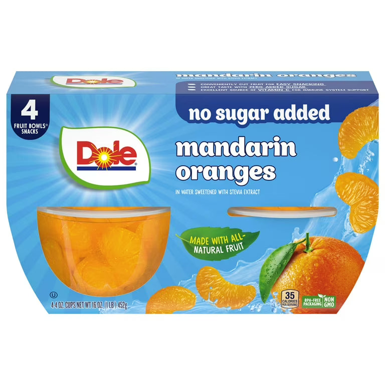 Dole Mandarin Cups (6-Case, 4-Pack, 4 oz)