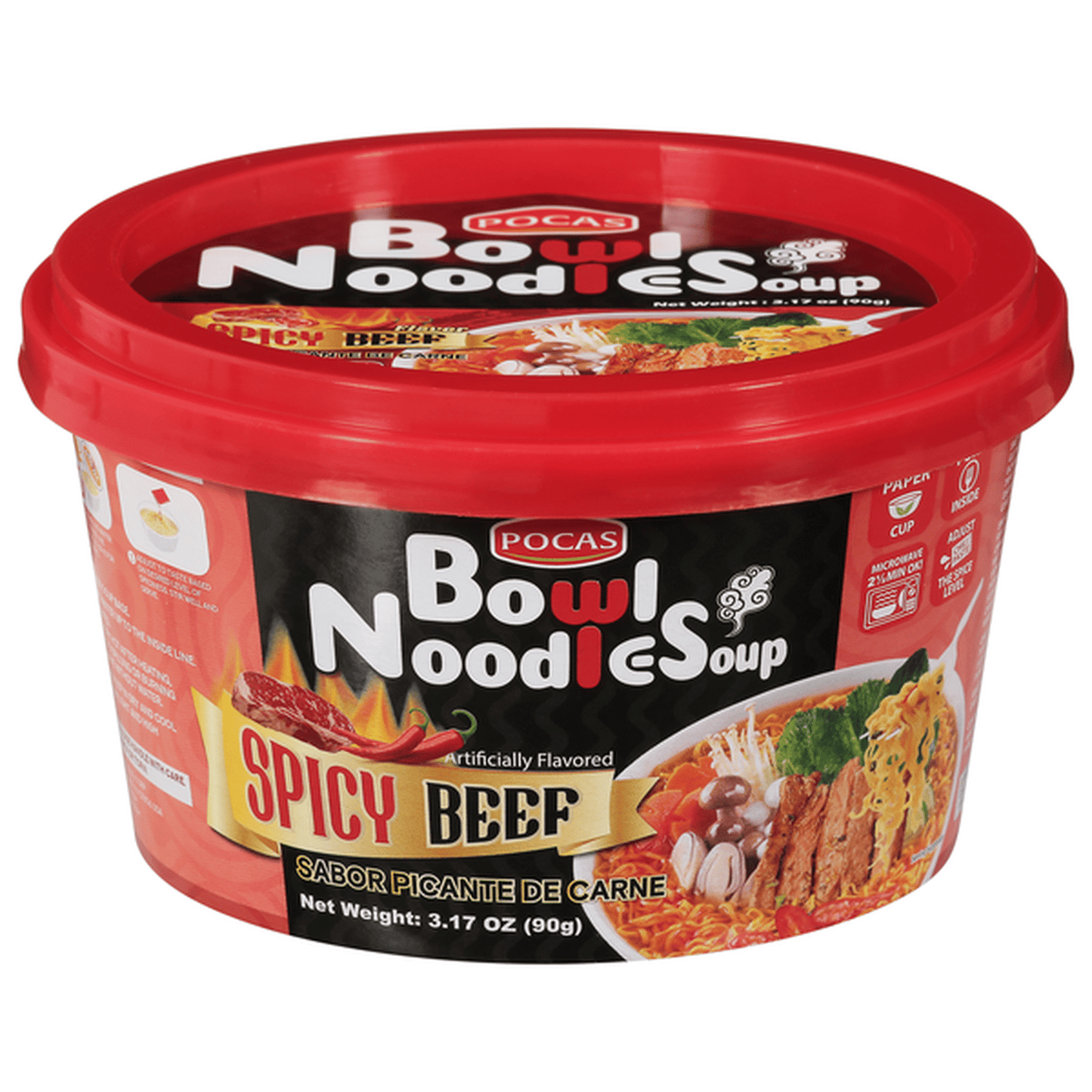 Pocas Noodles Spicy Beef (12-Pack, 3.17 oz)
