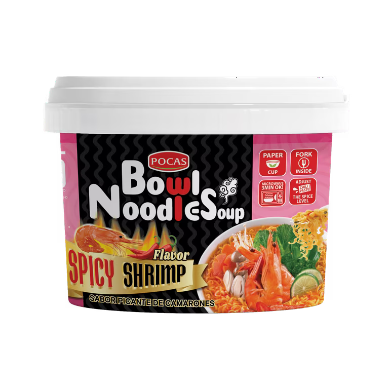 Pocas Noodles Spicy Shrimp (12-Pack, 3.17 oz)