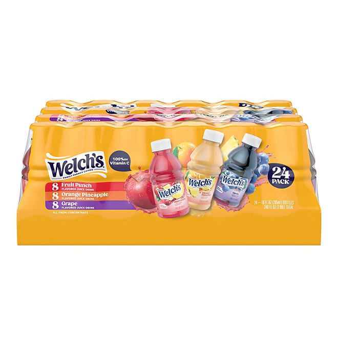 Welch's variety juice fruit punch/orange/grapes (24 Pack-10 oz)