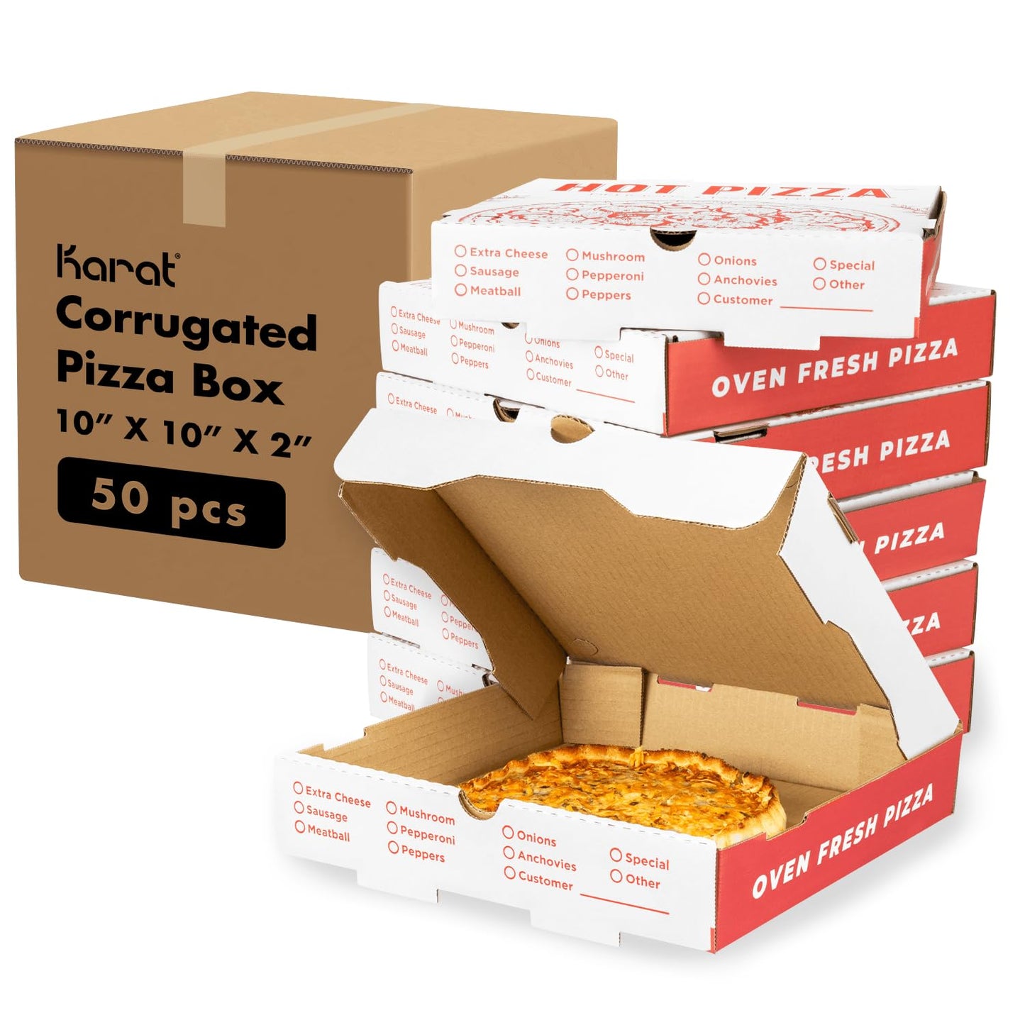 Corrugated Pizza Box (10-Pack, 10-Count)X2 (50-Count)