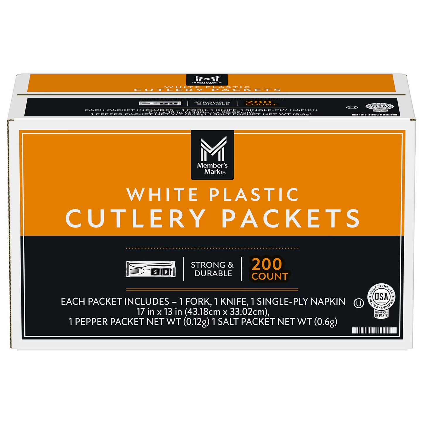 Member's Mark Party Pack (Fork/Knife/Napkin/Salt&Pepper) (200-Count)