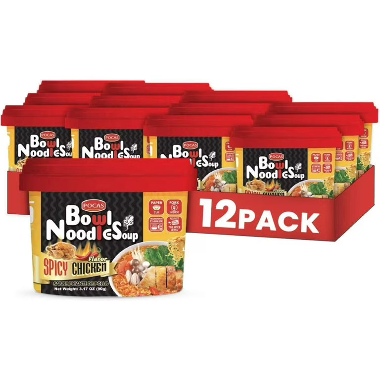 Pocas Noodles Spicy Chicken (12-Pack, 3.17 oz)
